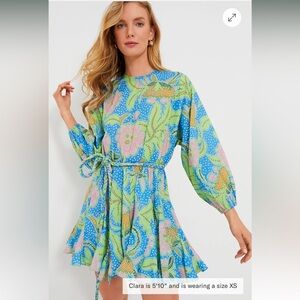 NWT RHODE Ella Dress in Psychedelic Floral Turquoise Green - M